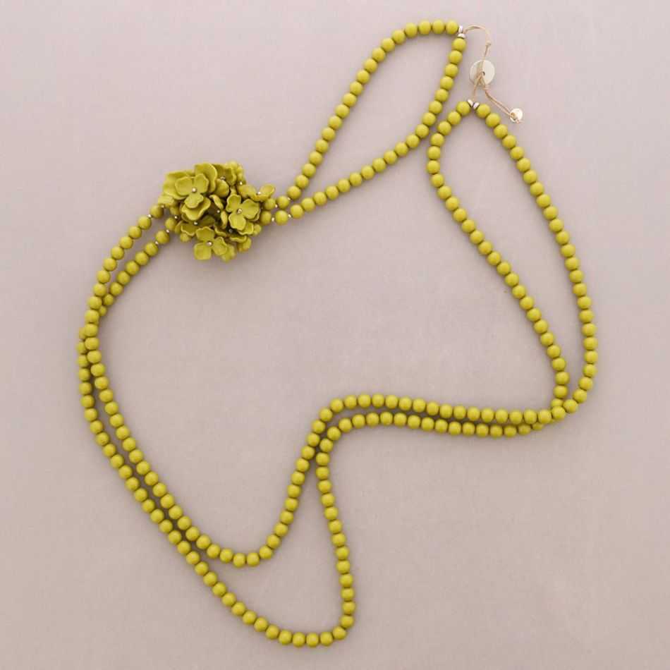 LONG DOUBLE BEAD NECKLACE RESIN FLOWER