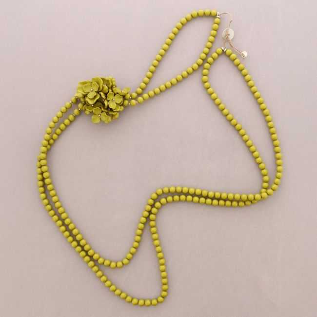 LONG DOUBLE BEAD NECKLACE RESIN FLOWER