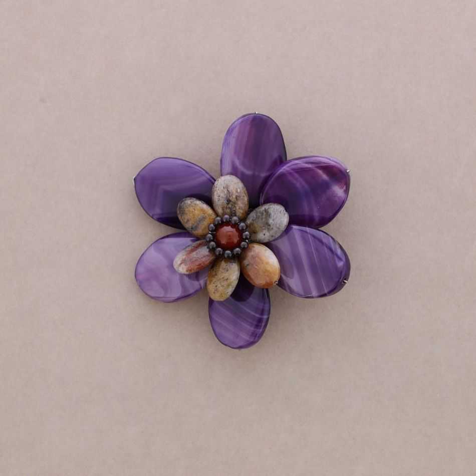 Mixed bead flower brooch