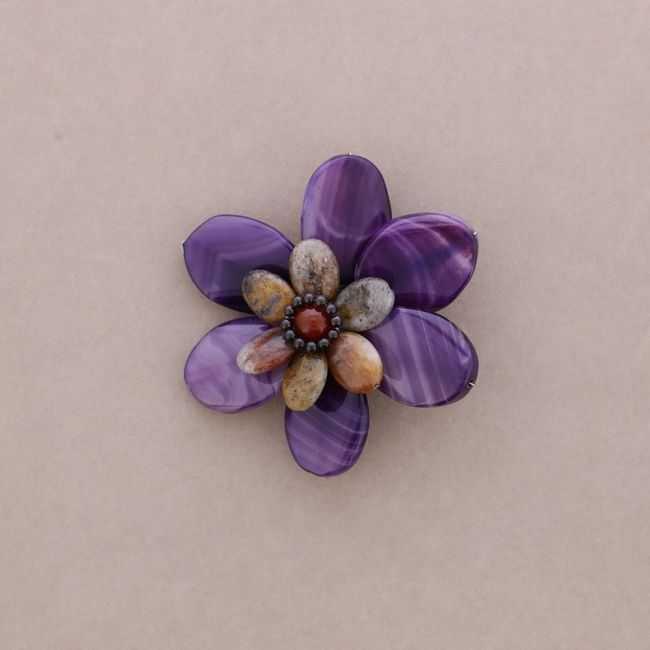 Mixed bead flower brooch