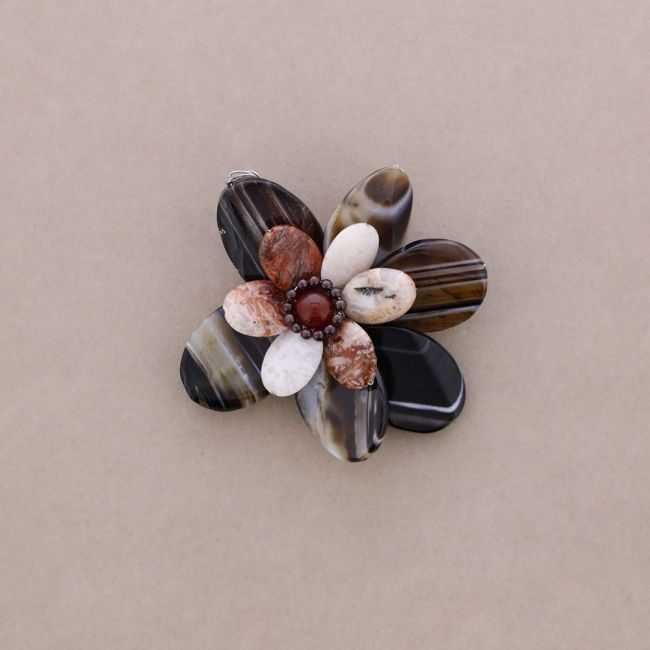 BROCHE FLOR CUENTAS MIX