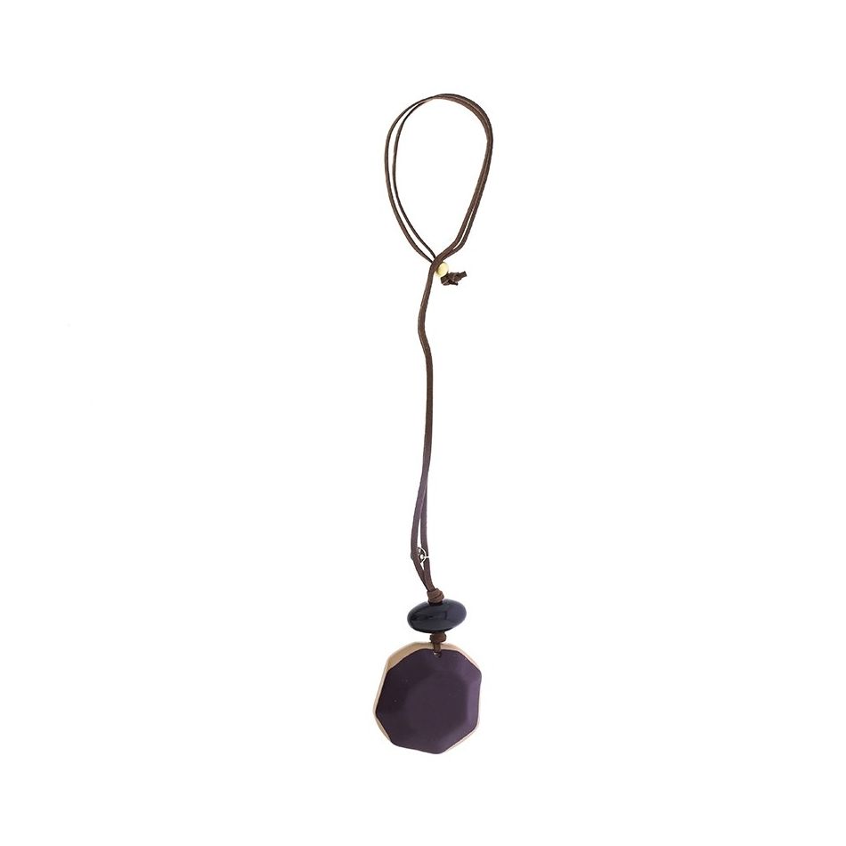 LONG RESIN MEDALLION PENDANT NECKLACE
