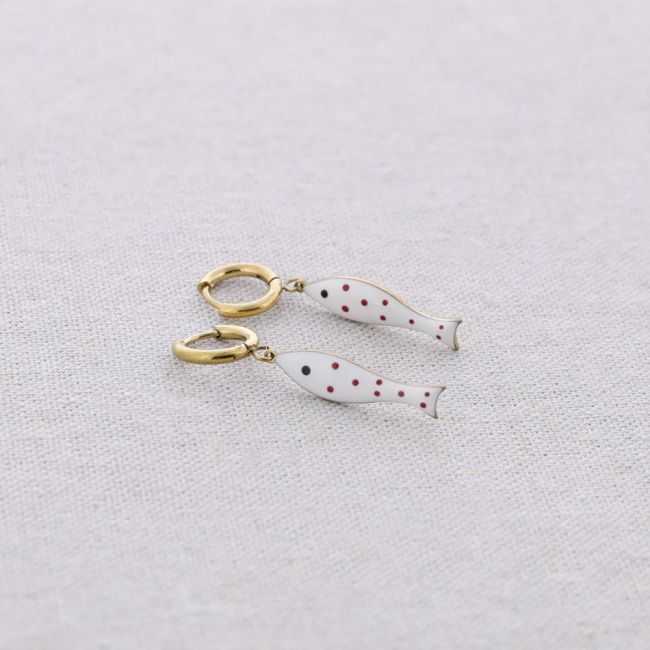 PENDIENTES ACERO ARO COLGANTE PEZ ESMALTE