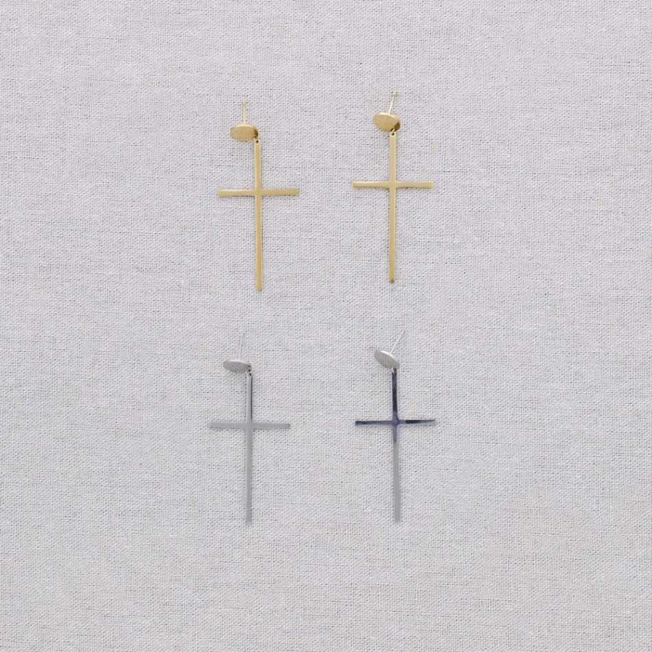 PENDIENTES ACERO COLGANTE CRUZ