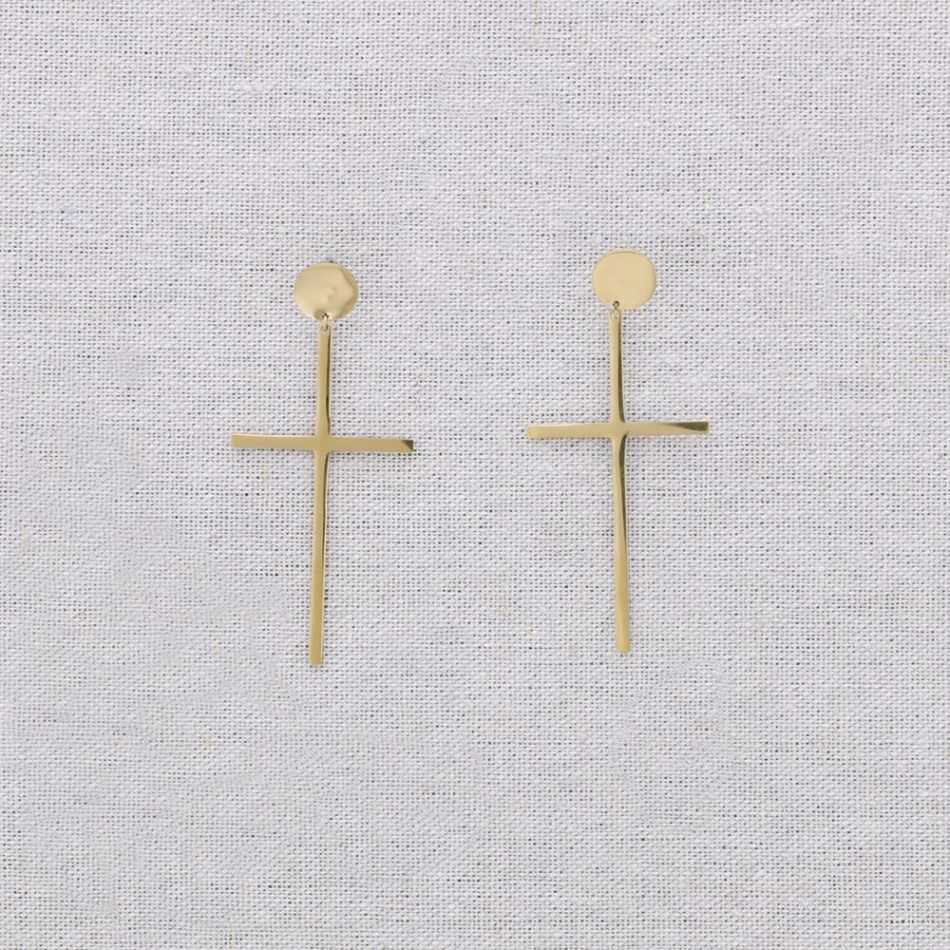 PENDIENTES ACERO COLGANTE CRUZ