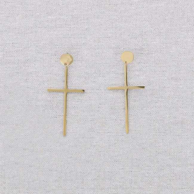 PENDIENTES ACERO COLGANTE CRUZ