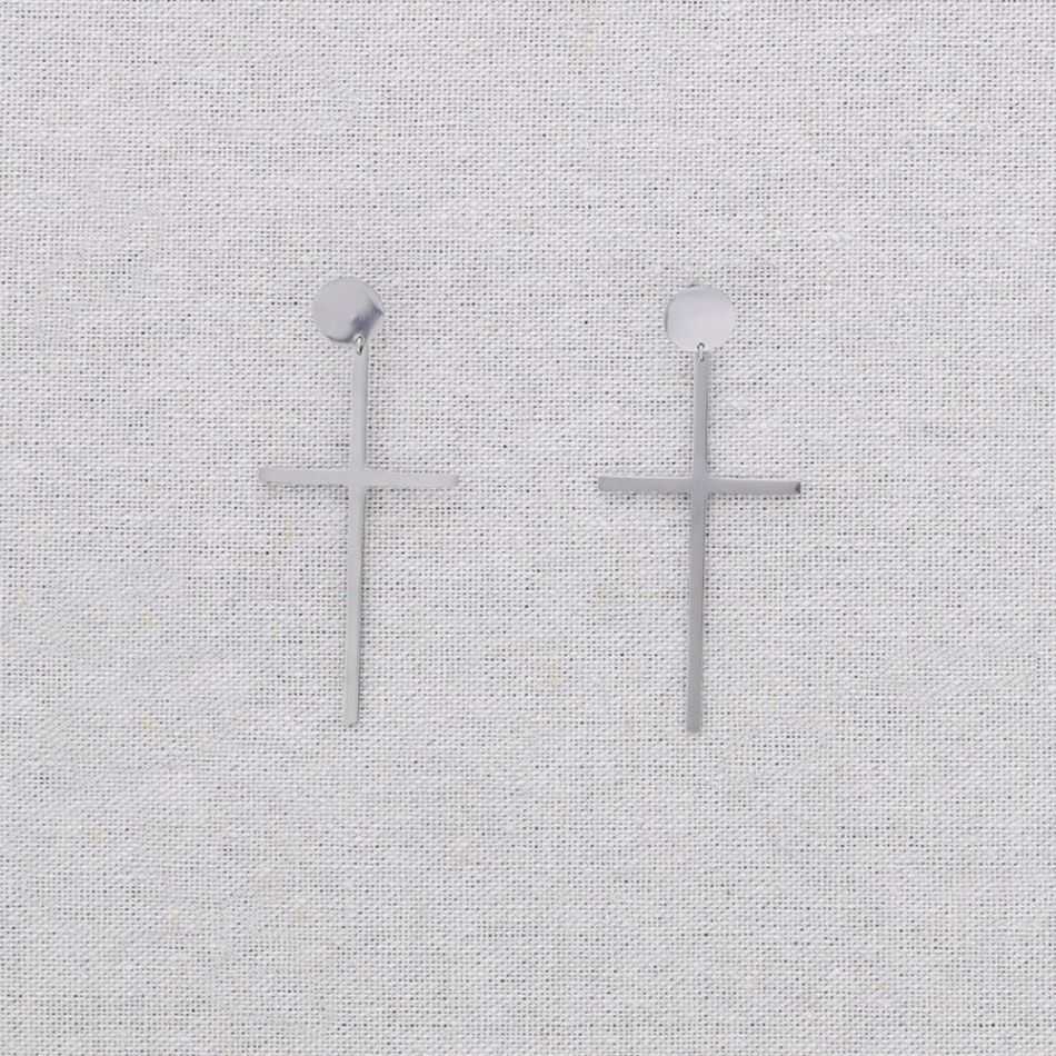 PENDIENTES ACERO COLGANTE CRUZ
