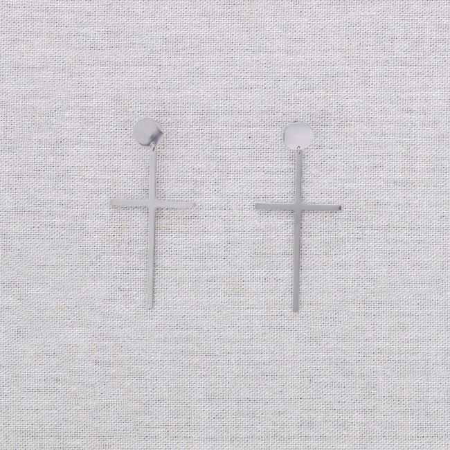 PENDIENTES ACERO COLGANTE CRUZ