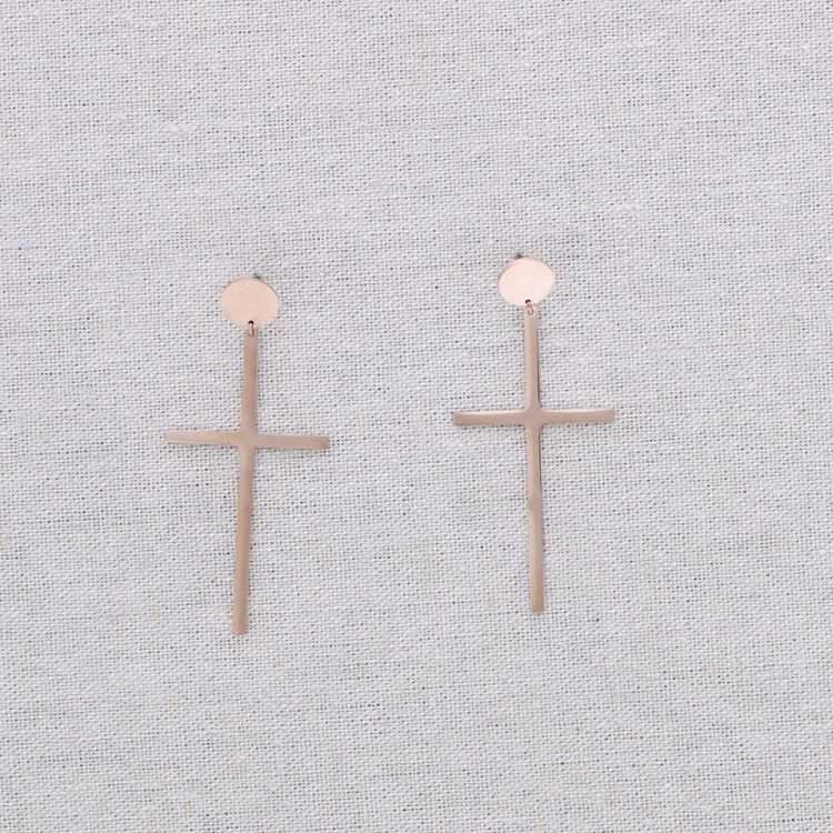 PENDIENTES ACERO COLGANTE CRUZ