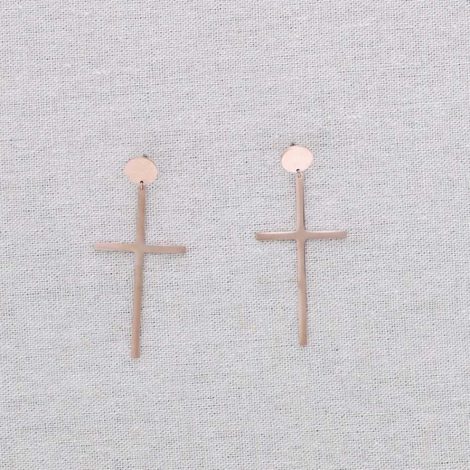 PENDIENTES ACERO COLGANTE CRUZ