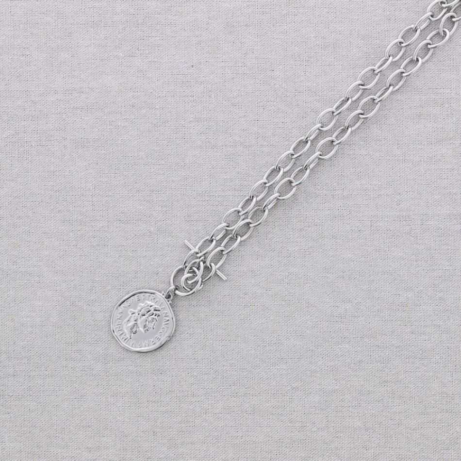 GARGANTILLA ACERO COLGANTE MONEDA