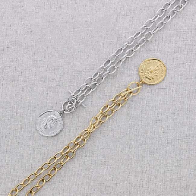 GARGANTILLA ACERO COLGANTE MONEDA