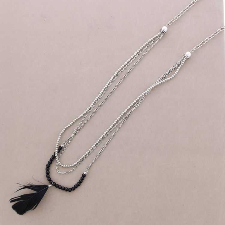 COLLAR LARGO CADENAS PLUMA