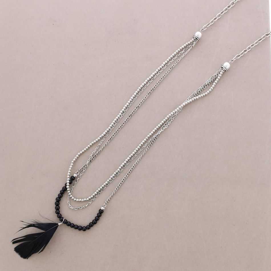 LONG FEATHER CHAIN NECKLACE