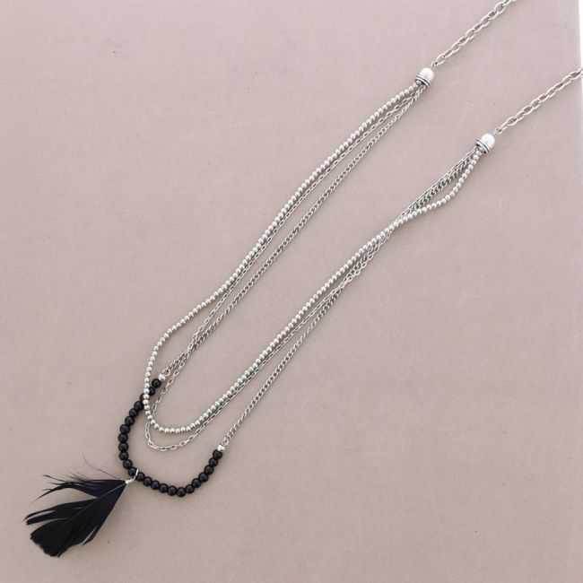 LONG FEATHER CHAIN NECKLACE