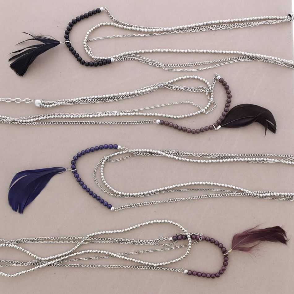 COLLAR LARGO CADENAS PLUMA