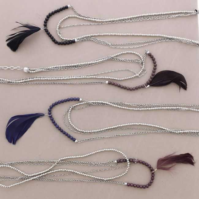 COLLAR LARGO CADENAS PLUMA