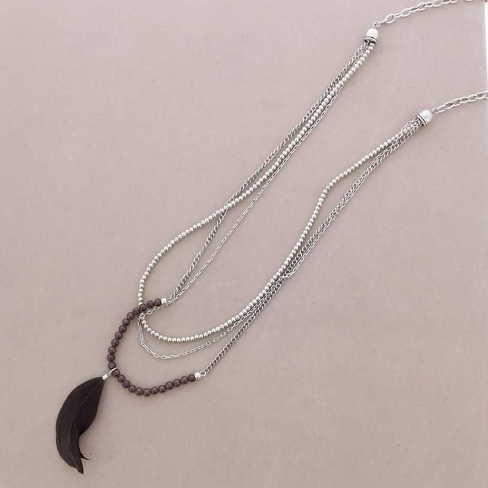 COLLAR LARGO CADENAS PLUMA