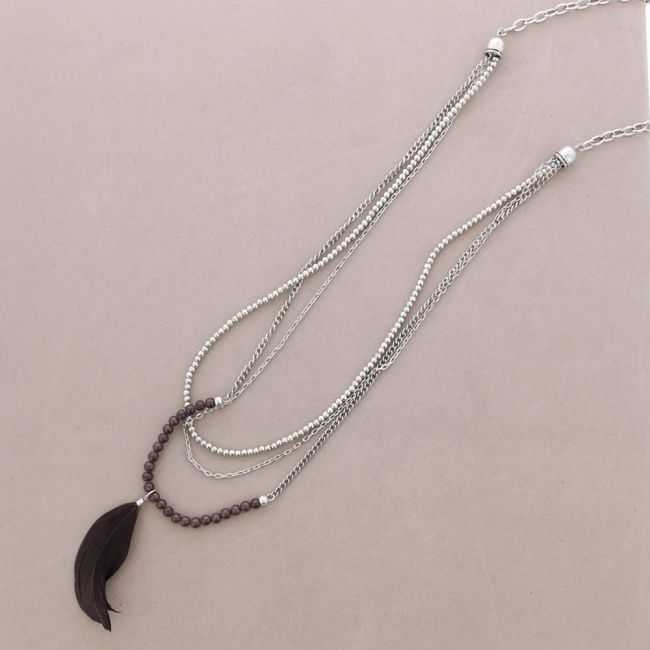 COLLAR LARGO CADENAS PLUMA
