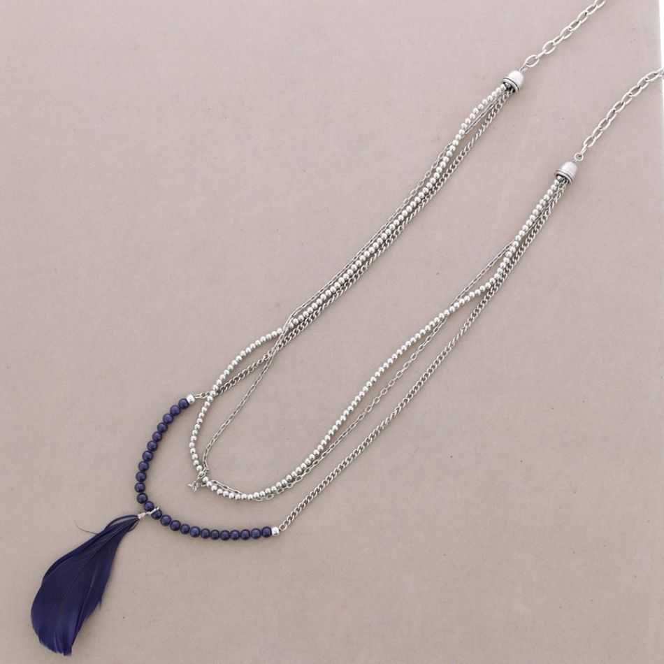 LONG FEATHER CHAIN NECKLACE