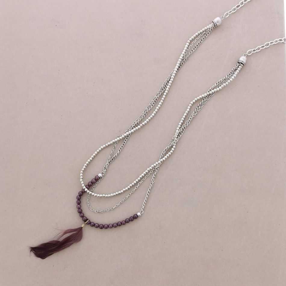 COLLAR LARGO CADENAS PLUMA