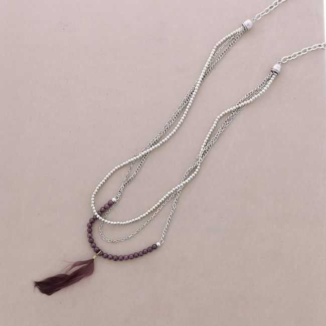 COLLAR LARGO CADENAS PLUMA