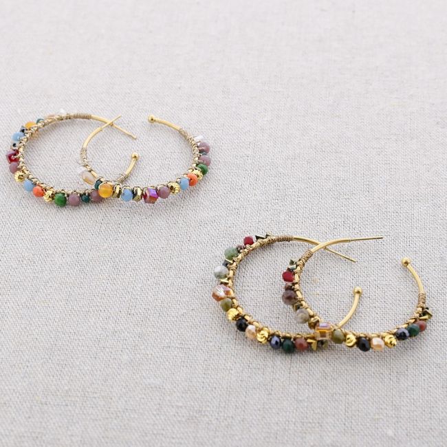 PENDIENTES ACERO ARO CRISTALES COLORES