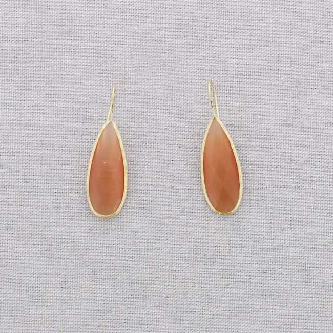 BRONZE LARGE STONE EARRINGS