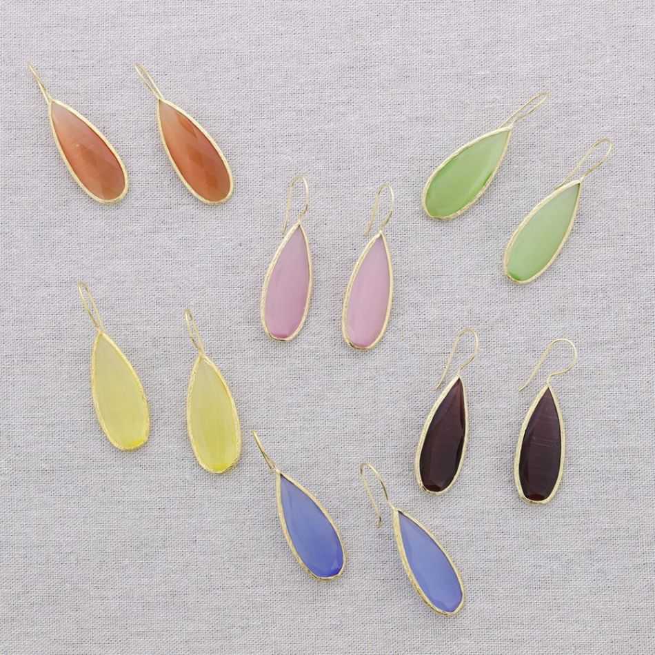 BRONZE LARGE STONE EARRINGS