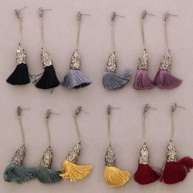 FRINGE HANGING CHAIN EARRINGS
