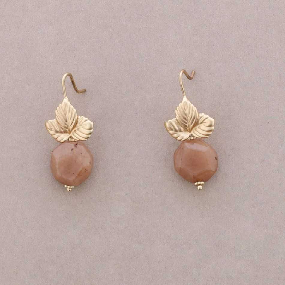 PENDIENTES HOJA METAL PIEDRA