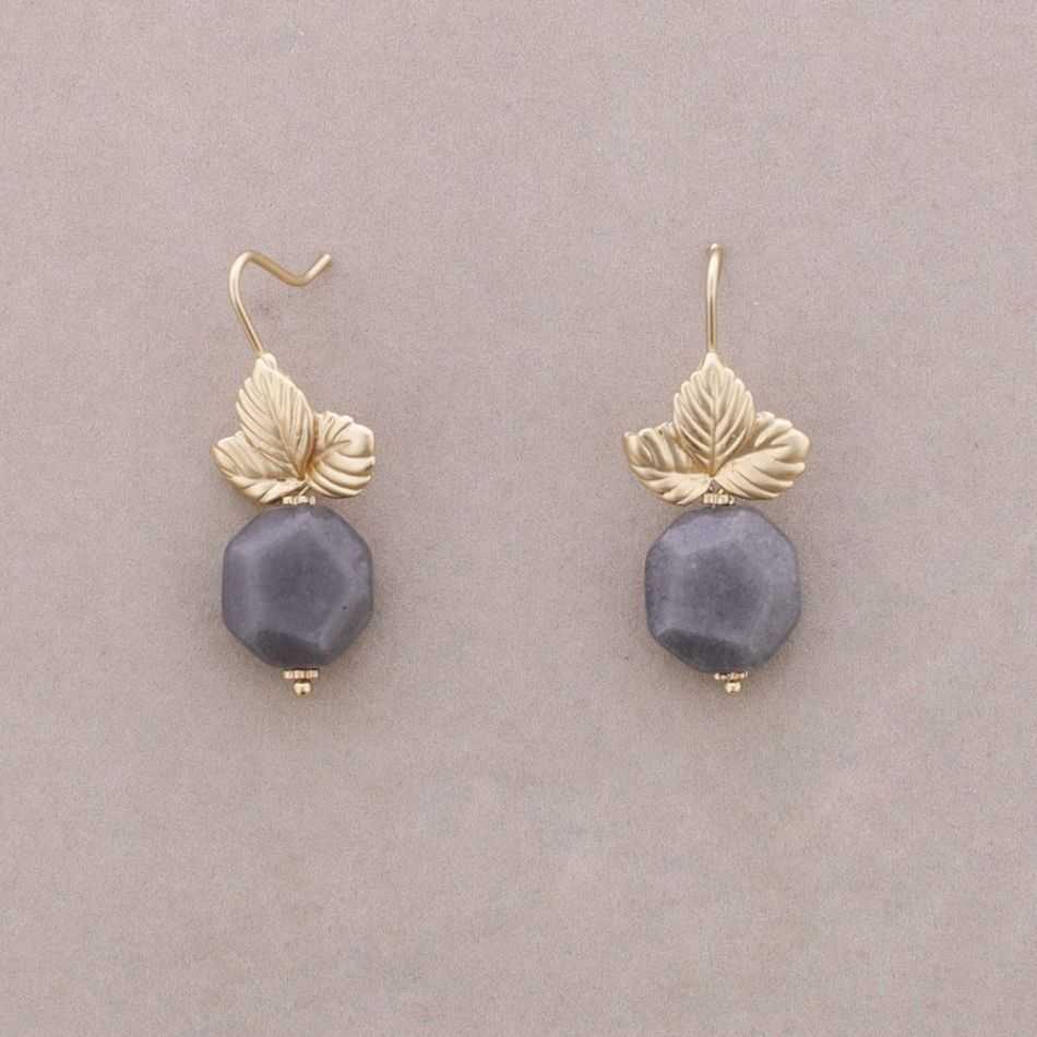 PENDIENTES HOJA METAL PIEDRA