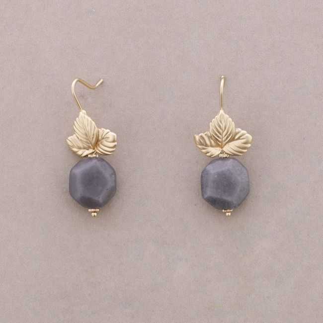 PENDIENTES HOJA METAL PIEDRA