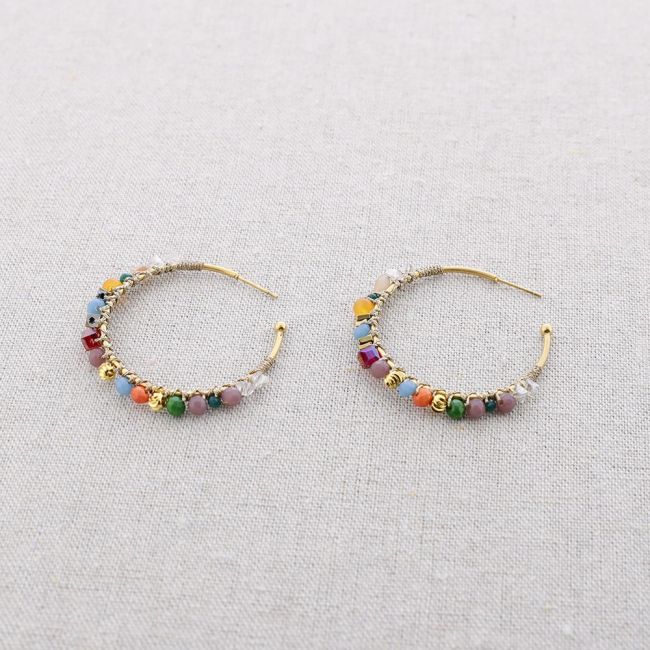 PENDIENTES ACERO ARO CRISTALES COLORES