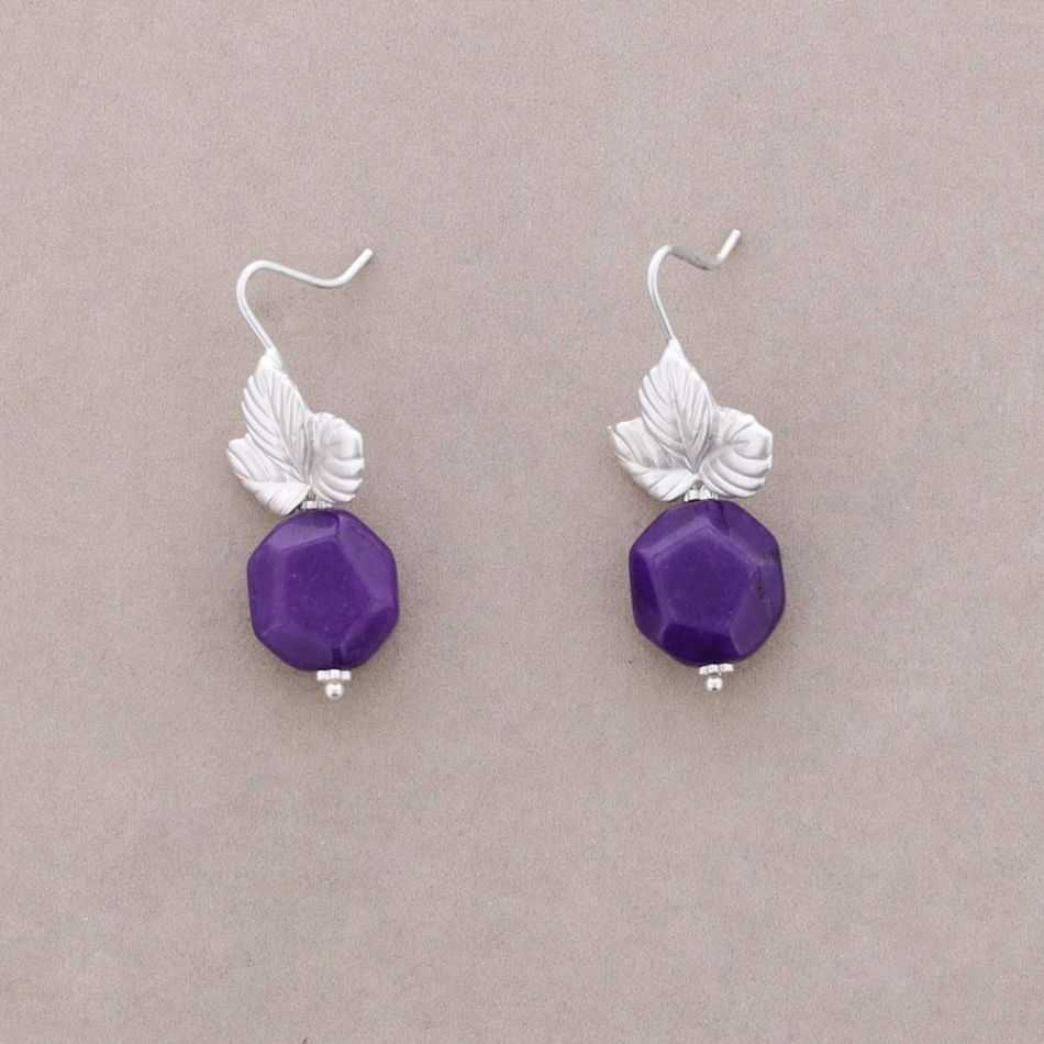 PENDIENTES HOJA METAL PIEDRA