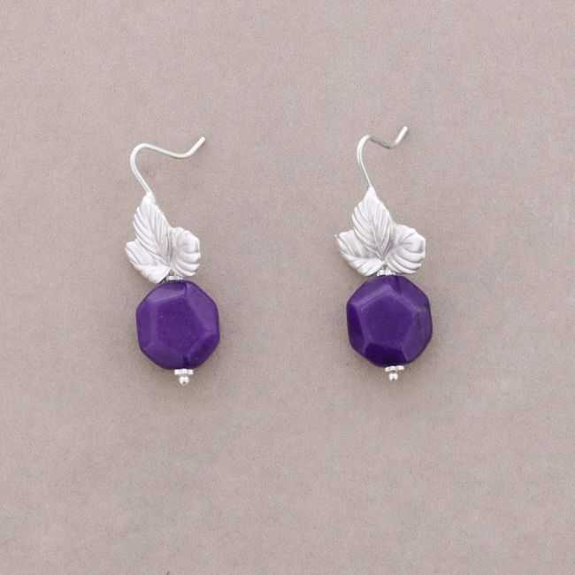 PENDIENTES HOJA METAL PIEDRA