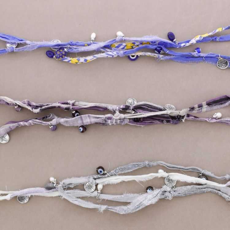 COLLAR LARGO TELA CUENTAS METAL PIEDRAS 2