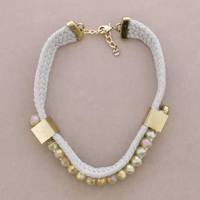 BRAIDED SHORT NECKLACE WITH FACETED CRYSTALS