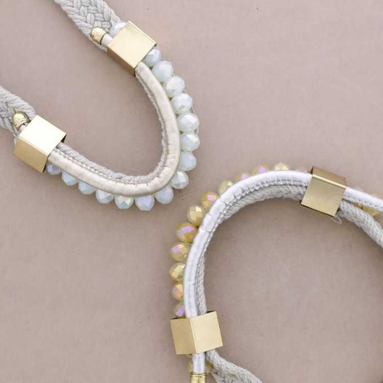 BRAIDED SHORT NECKLACE WITH FACETED CRYSTALS 2