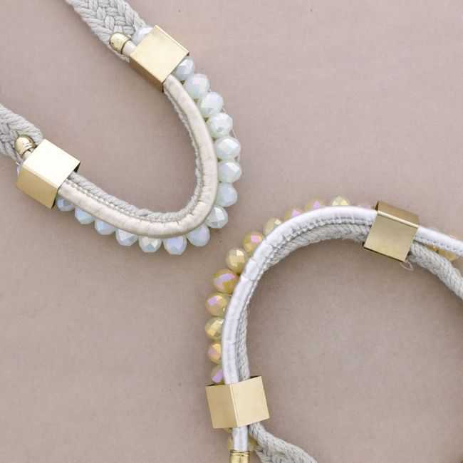 BRAIDED SHORT NECKLACE WITH FACETED CRYSTALS