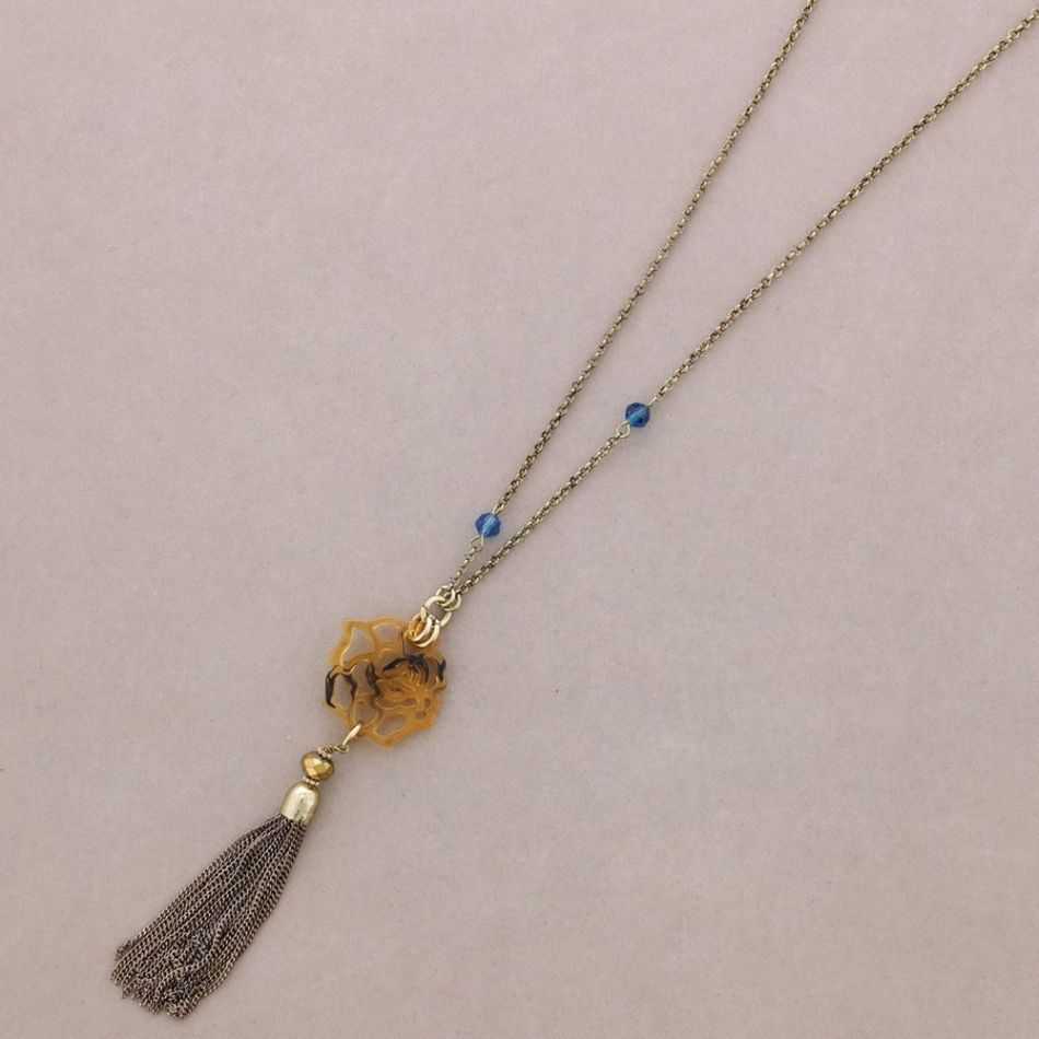 LONG PENDANT NECKLACE FRINGE RESIN