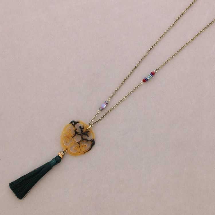 LONG PENDANT NECKLACE FRINGE RESIN