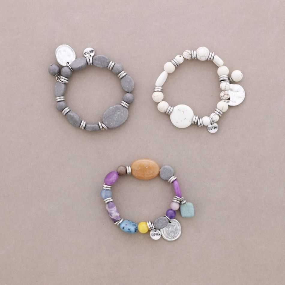 PULSERA CUENTAS METAL PIEDRAS