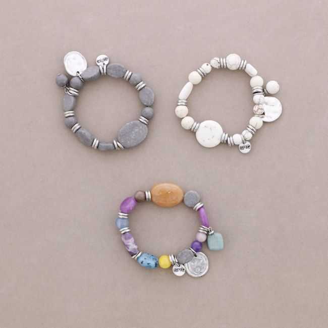 PULSERA CUENTAS METAL PIEDRAS