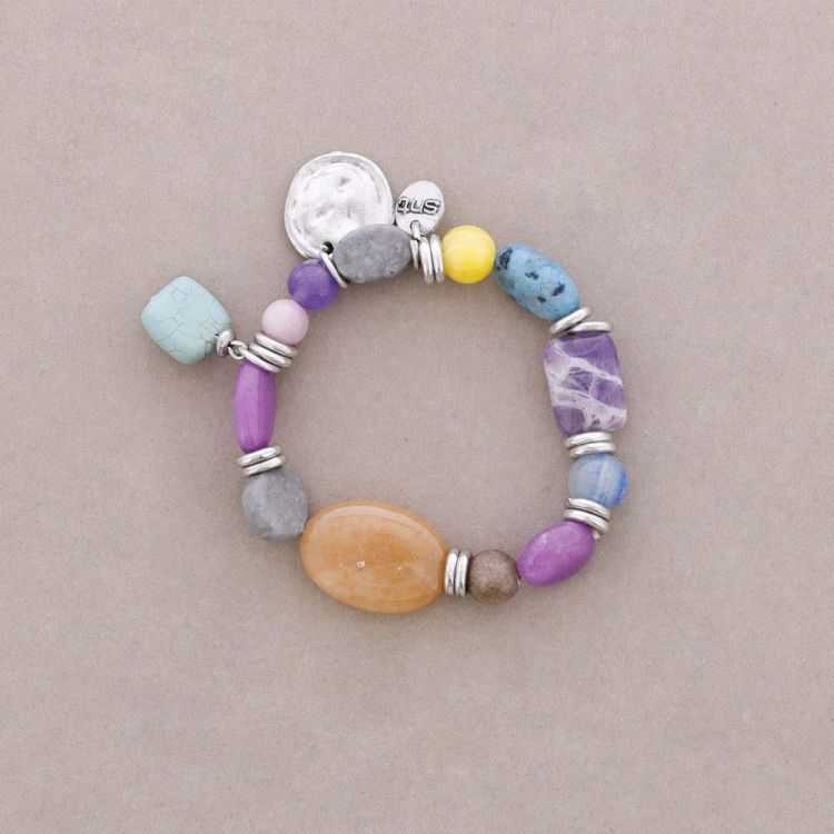 PULSERA CUENTAS METAL PIEDRAS