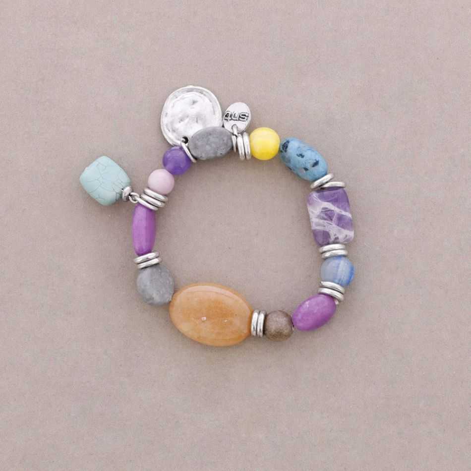 PULSERA CUENTAS METAL PIEDRAS