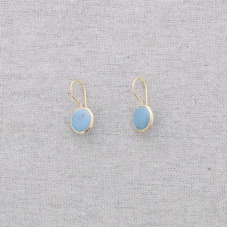 BRONZE  ROUND STONE DROP EARRINGS