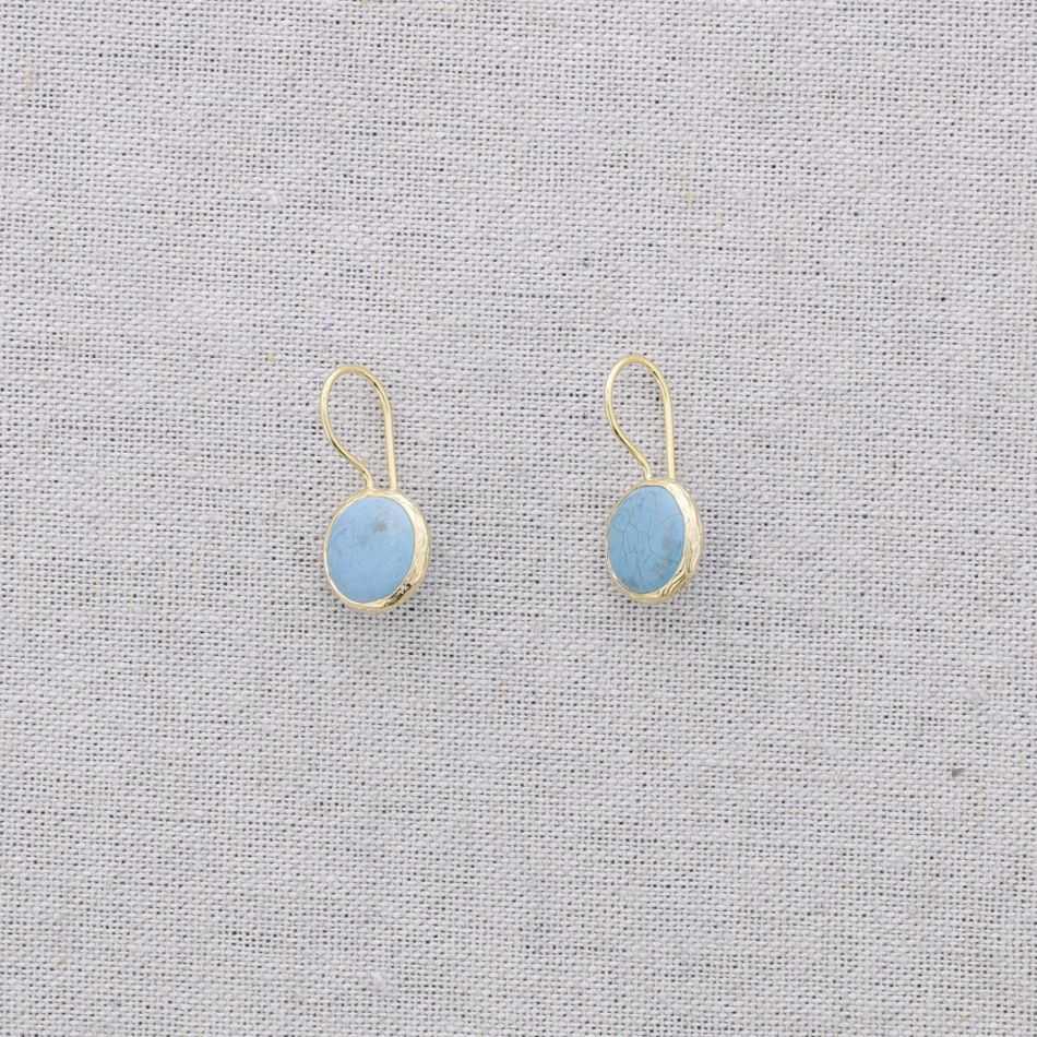 PENDIENTES PIEDRA BRONCE COLGANTE PIEDRA REDONDA