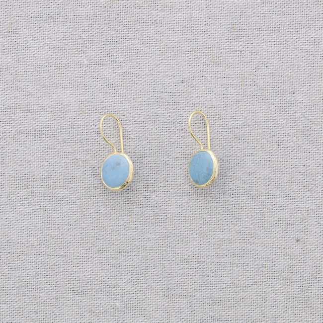 PENDIENTES PIEDRA BRONCE COLGANTE PIEDRA REDONDA