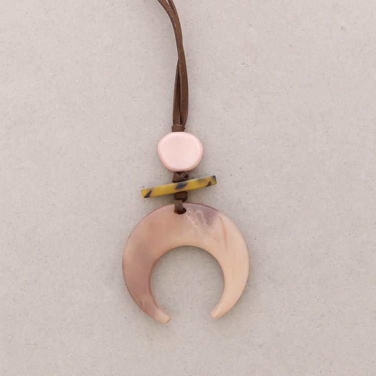 LONG RESIN HALF MOON PENDANT NECKLACE 2